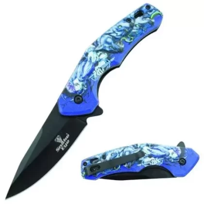 Snake Eye Tactical Spring Assist Knife – Blue Wolf - Ejuicewarehouse