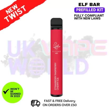 Strawberry Raspberry Cherry ICE Elf Bar EB600 Prefilled Pod Kit