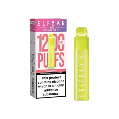 Elf Bar 1200 Pineapple Ice Prefilled Pod Vape - Nicotine Strength#20mg (0BEDE5)