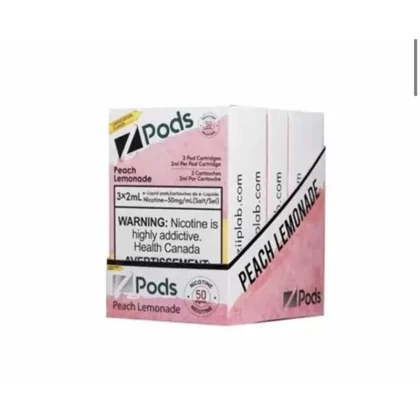 Z pods STLTH Compatible – Peach Lemon - Supreme Nic Blend 2% with 50 MG Throat Hit; Ontario, Outside Ontario