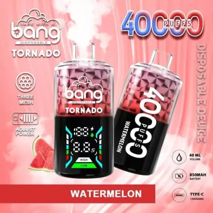 Bang Tornado 40000 Puffs Disposable Device - flavor#Peach Ice>Love 66>Triple Berry>Blueberry Lemon>Energy Drink>Double Apple>Mango Peach>Blueberry Grape>Strawberry Watermelon>Strawberry Kiwi (421D90)