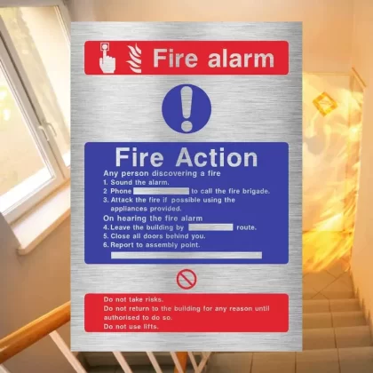 Call Point Fire Action Sign Silver