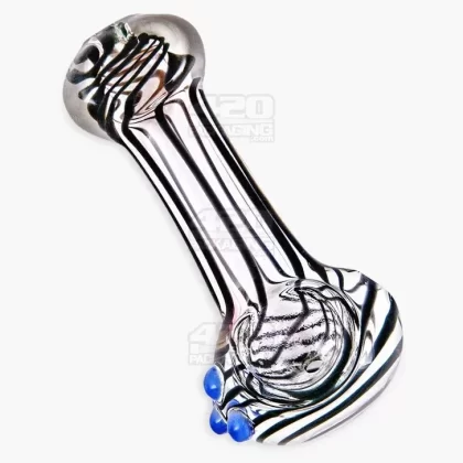 Spiral & Fumed Spoon Hand Pipe w/ Triple Knockers | 3.5in Long – Glass – Assorted