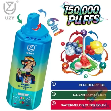 UZY 6-in-1 150K Rechargeable Disposable Vape with Flavor Rotation