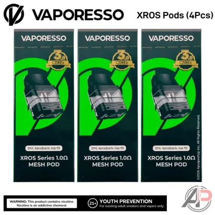 Vaporesso Xros Replacement Pods 4 Pack - 0.4Ω Mesh (2mL) (Top Filling) (COREX 3.0), 0.4Ω Mesh (3mL) (Top Filling) (COREX 3.0)