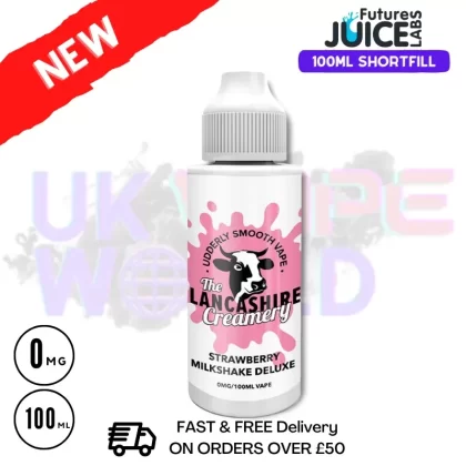 The Lancashire Creamery Strawberry Milkshake Deluxe Eliquid 100ml