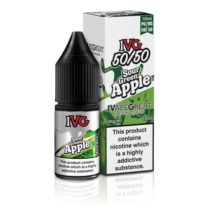 IVG 50/50 Sour Green Apple 10ml Nic Salt Vape Juice - Strength 18mg