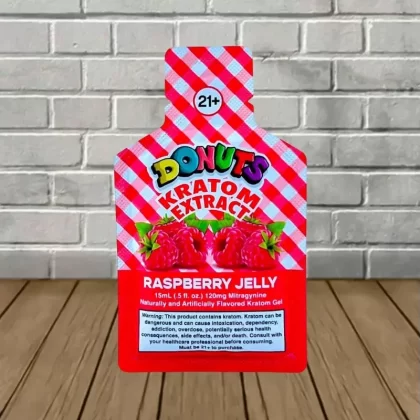 Donuts Raspberry Jelly Kratom Extract Gel Pouch 120mg - size#Single Gel Pouch>Full Case (12ct) (97DE56)