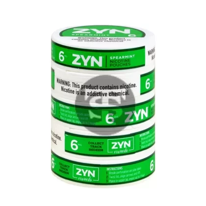 Zyn Nicotine pouches 6mg Spearmint, 5 cans