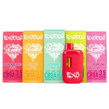 Exodus Diamond Sauce Disposable | 3.5g - Size#3.5 Gram~Flavor#Crunch Berries (Sativa)>Giga Bud (Indica)>Gush Mintz (Indica)>Ice Cream Cake (Sativa)>Gorilla Zkittlez (Hybrid)