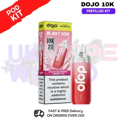 Straw Raspberry Cherry ICE Dojo Blast 10K Puff Prefilled Kit
