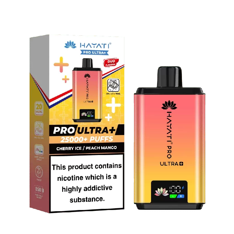 Hayati Pro Ultra Plus 25k Puffs Vape Kit Cherry Ice / Peach Mango
