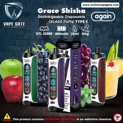 Again Grace Shisha Disposable Rechargeable Vape (25,000 Puffs) - Double Mango / 6 mg