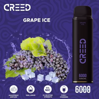 Creed Disposable Vape – Grape Ice 6000 Puffs - Vape Product