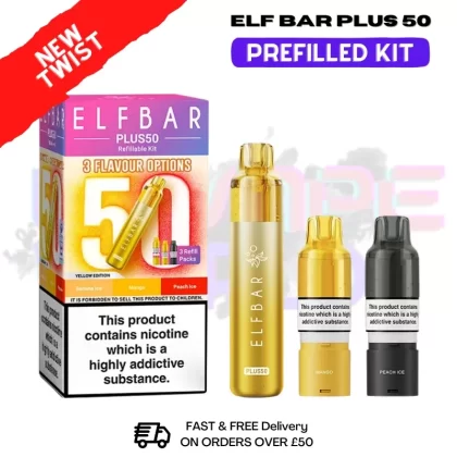 Yellow Edition Elf Bar 50K Puff Plus Kit – Only £8.99