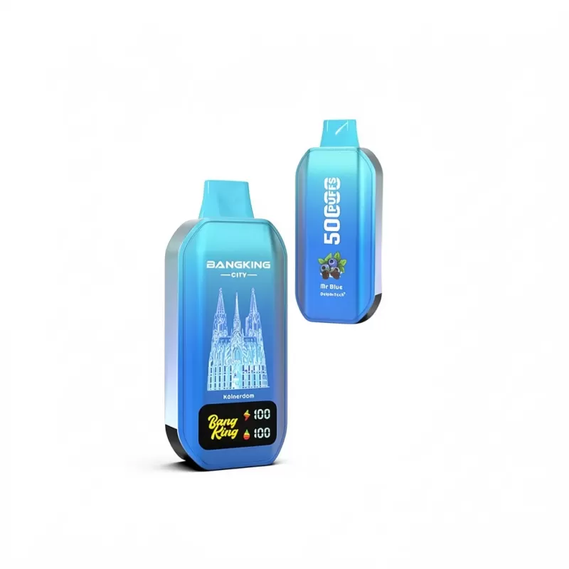 Bang King City 50K Disposable Vape with Smart Screen - Blue Razz Ice, Strawberry Watermelon; 3-nicotine, 2-nicotine