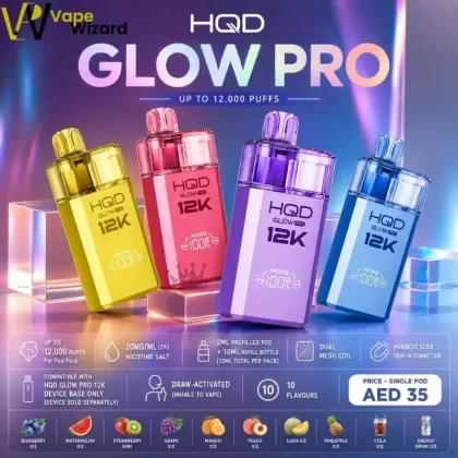HQD Glow PRO 12000 Puffs Disposable Kit - Blackberry Ice, Blue Razz Cherry (3B830E)