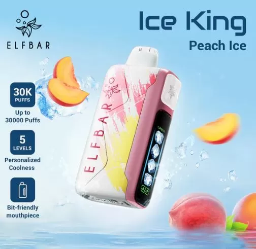 Elf Bar Ice King Disposable Pod Device (30,000 Puffs) - Peach Ice / 50 mg - Image 3