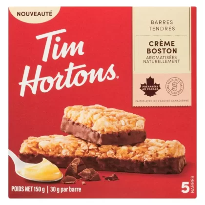 Barres tendres granola Tim Hortons, crème Boston, emb. 5, 150 g - Ecigdepot