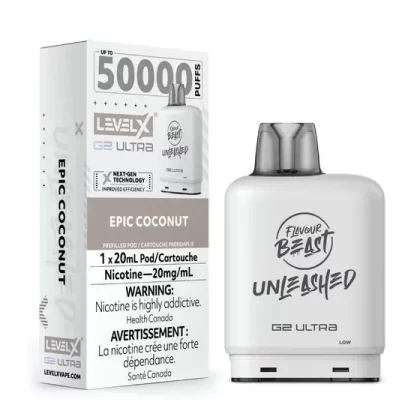 Flavour Beast Level X G2 Ultra Pod – 50k Puffs – Epic Coconut - Ecigdepot