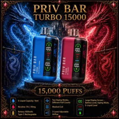 PRIV Bar Turbo 15000 - Peach Berry Ice - Vapeciga
