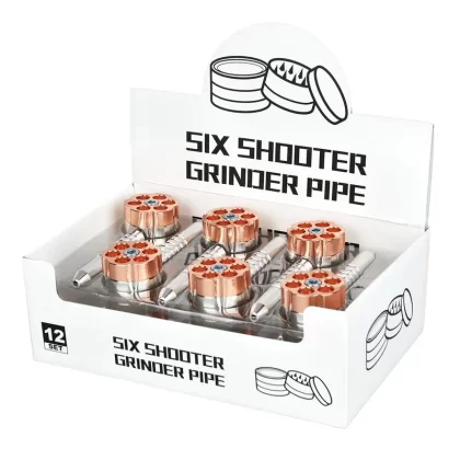 Six Shooter Aluminum Hand Pipe + Grinder – 4.5