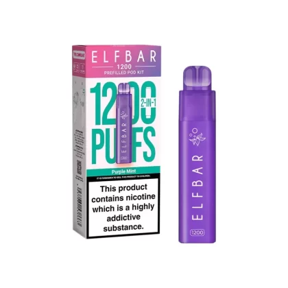 Elf Bar 1200 Purple Mint Prefilled Pod Vape - Nicotine Strength#20mg