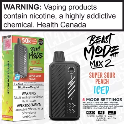 Super Sour Peach Iced BEAST MODE MAX 2 -50K -20mL