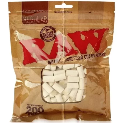 Raw Natural Unrefined Regular Cotton Filters (200-Pack)