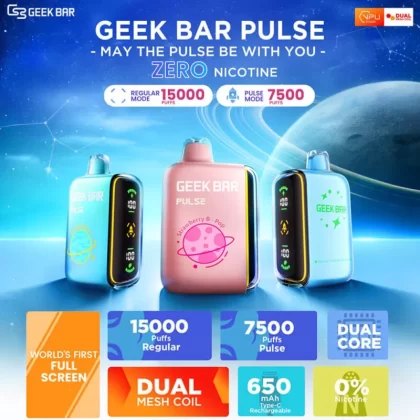 Geek Bar Pulse 15K ZERO NICOTINE Disposable Device – 15000 Puffs - Watermelon Ice 0%