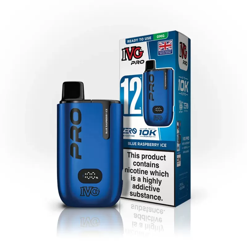 IVG Pro 12 0 Nicotine Vape Kit - Blue Raspberry Ice - Box of 5 - Image 2