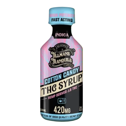 Tillmans Tranquils Cotton Candy Delta 9 THC Syrup – 420mg - quantity#1 Bottle (39.99/bottle)>2 Bottles (37.50/bottle)>3 Bottles (34.99/bottle)