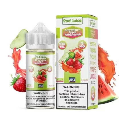 Pod Juice Freebase Nicotine – Strawberry Apple Watermelon