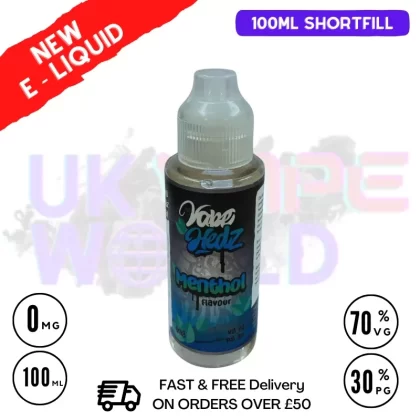 Menthol Vape Hedz 100ml Shortfill Eliquid