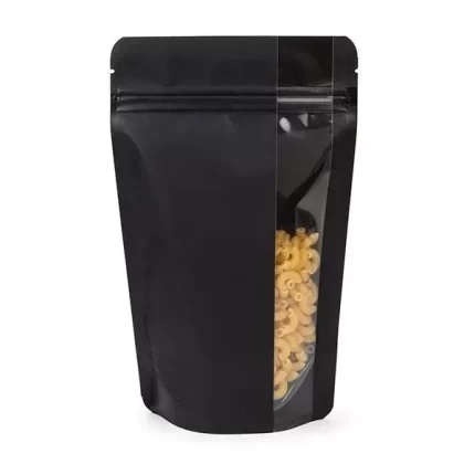 Matte Black Stand Up Zipper Bag with Vertical Window (1/8th oz)