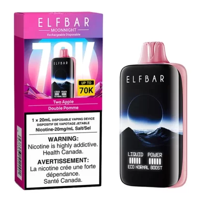 Elf Bar MoonNight 70K Disposable Vape Device – Two Apple 20ml - Nicotine Strength#20mg/ml