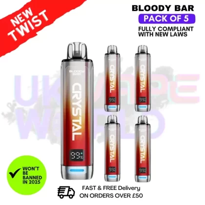Peach Mango Bloody Bar Crystal 10K Puff Pack Of 5