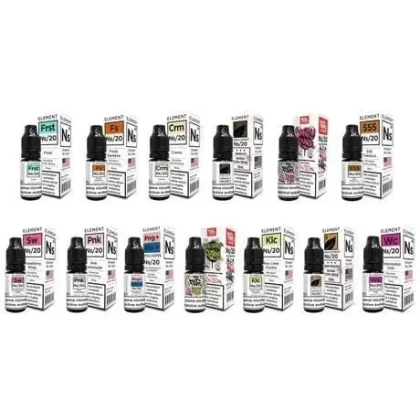 Element NS Nic Salt 10ml Juice Range - Flavor#555 Tobacco>Crema>Fresh Squeeze>Frost>Honey Roasted Tobacco>Key Lime Cookie>Pink Grapefruit + Blueberry>Pink Lemonade>Strawberry Whip>Tobacconis (0DC05F)