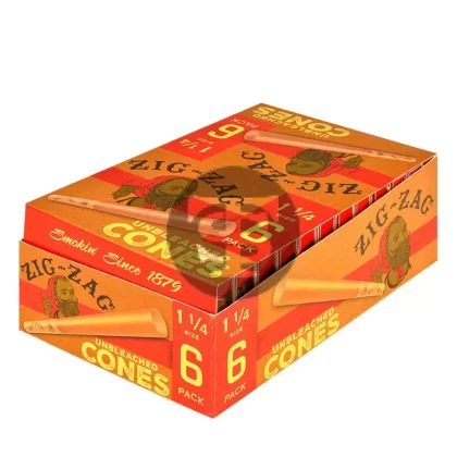 Zig Zag Paper Cones Unbleached 1 1/4 Pack of 6 - Ejuicewarehouse