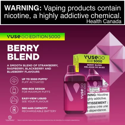 VUSE GO 5000 – BERRY BLEND - Nicotine Strength#20 mg/mL