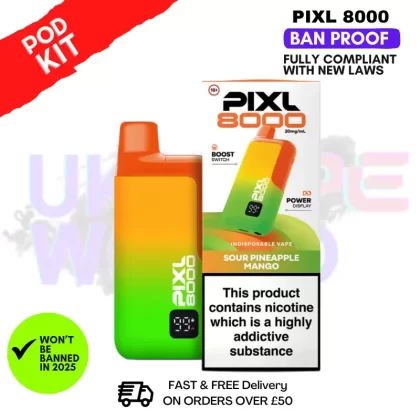 Sour Pineapple Mango Pixl 8000 Puff Pod Kit