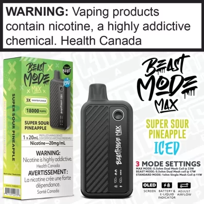 Super Sour Pineapple Iced BEAST MODE MAX 20mL Disposable by Flavour Beast