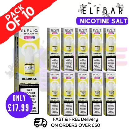 Banana ICE ElfLiq Nic Salt BOX OF 10 – ONLY £17.99