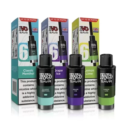 IVG SAVR Prefilled Pods - Flavour#Banana Ice>Berry Ice>Blueberry>Blueberry Raspberry>Blue Raspberry Ice>Blue Razz Cherry>Blue Razz Lemonade>Blue Sour Raspberry>Cherry Ice>Classic Menthol>Col