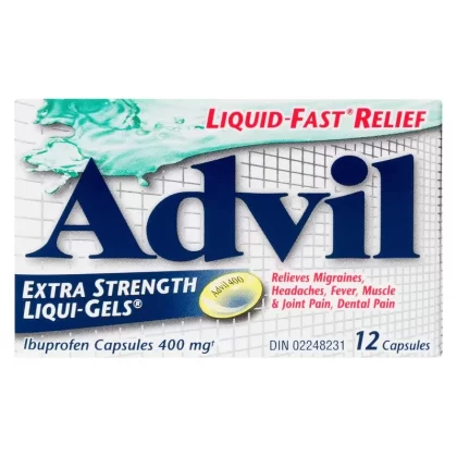 Advil Liqui-Gels Capsules d’Ibuprofène à 400 mg Extra Fort Capsules, Emballage de 12
