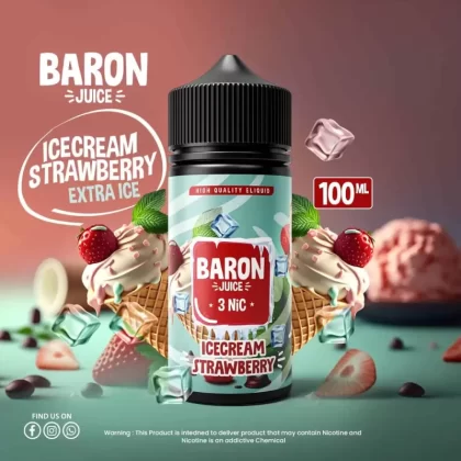 BARON ICECREAM STRAWBERRY E-LIQUID 3MG 100ML