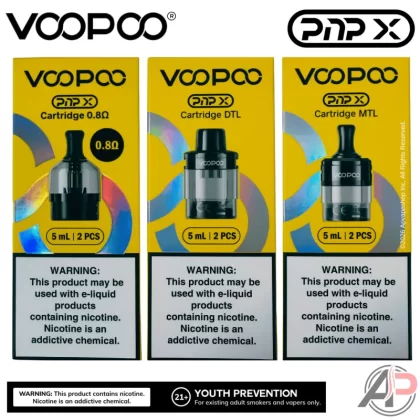 Voopoo PNP-X Replacement Pod Cartridges 2 Pack - PNP-X Empty Pod Cartridge DTL 5mL Gray - 2pk, PNP-X Empty Pod Cartridge DTL 5mL Silver - 2pk