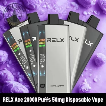 RELX Ace 20000 Puffs 50mg Disposable Vape - Vape Product, BOX OF 10 PCS; Banana Ice, Blueberry Raspberry