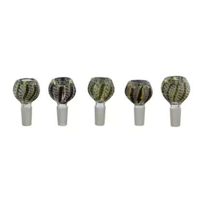 Bowl | Zigzag Striped Lattichino Glass Bowls | 14mm – Mix Colors – 5 Count