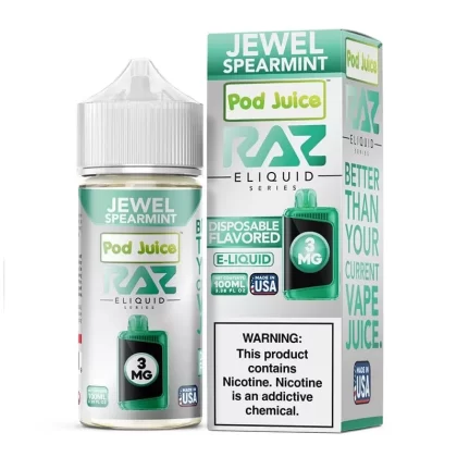 Pod Juice x RAZ Jewel Spearmint Synthetic Vape Juice 100ml - Vape Product